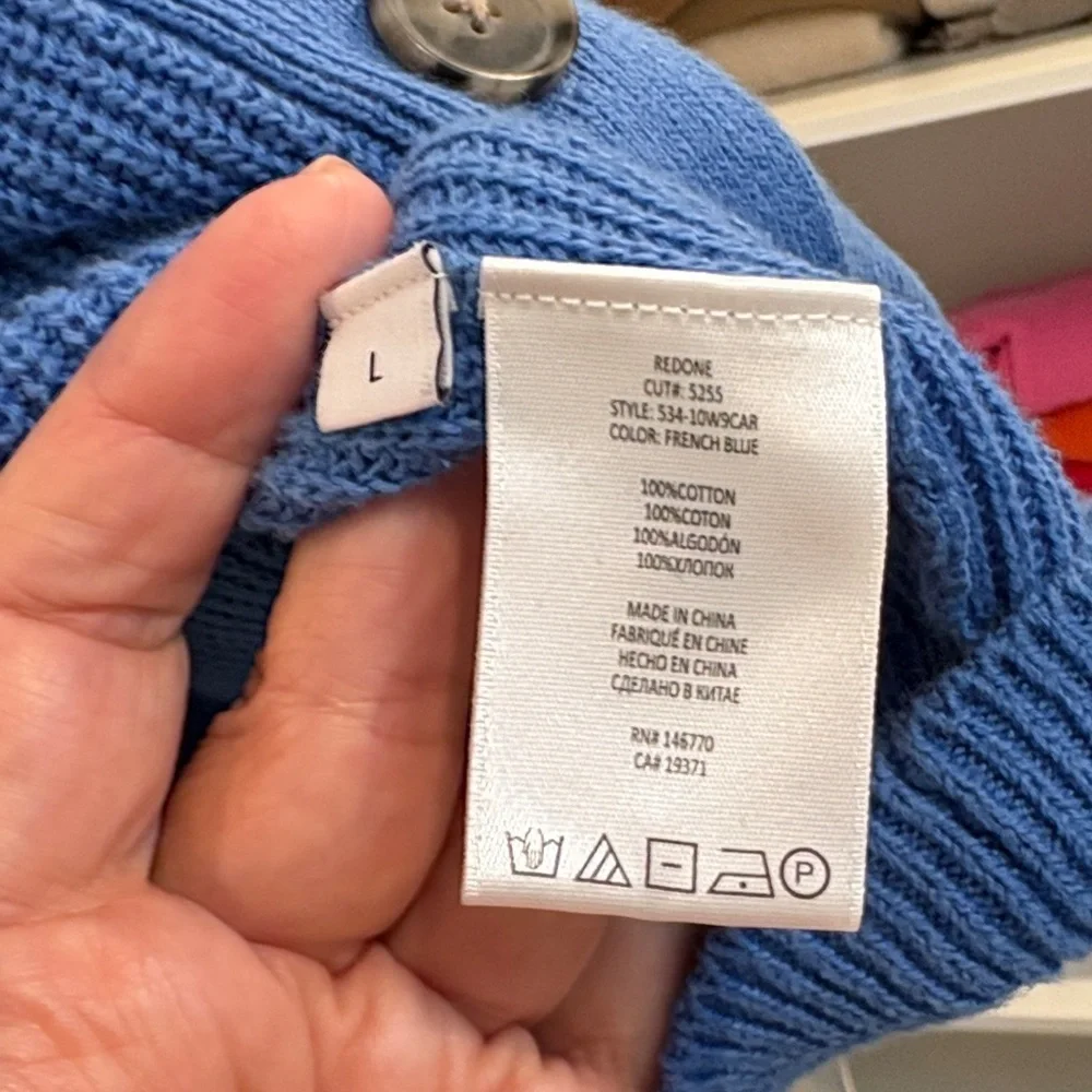 RE/DONE Blue Knit Cotton Cardigan